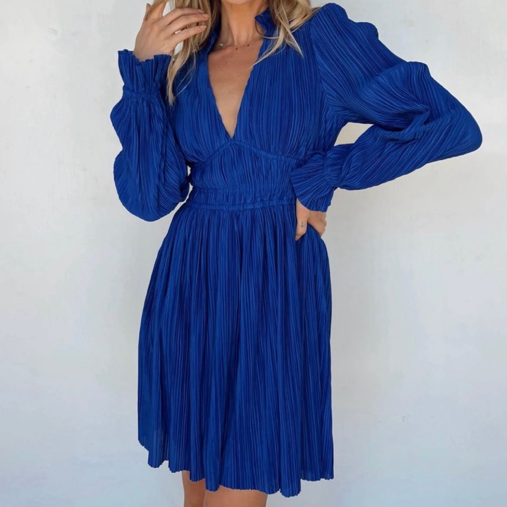 Vestique Royal Blue Long Sleeve Dress